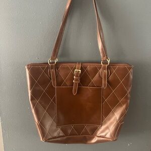 CUTTER & BUCK Brown Leather Tote Bag